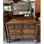 20th Century stained oak dressing chest with 2 sh