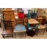 3 chairs, small table & opera chair