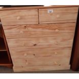 Modern stripped pine chest of 2 short & 4 long dra