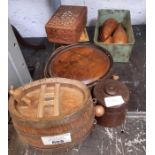 Half shelf of wooden collectable items