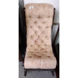 Victorian mahogany framed rocking chair with butto