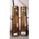 2 brass WWI shell cases & swaggle stick