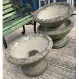 3 matching reconstituted stone planters