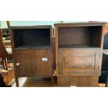 Stained oak bedside cabinet together with a mid 20