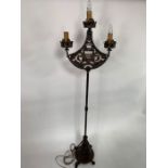 20th century ornate wrought iron standard lamp wit