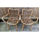 2 bamboo chairs & bamboo carpet basher