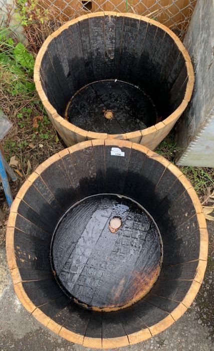 Pair of wooden half barrells - Image 2 of 2