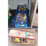 4 trays of die cast toys & box of accessories