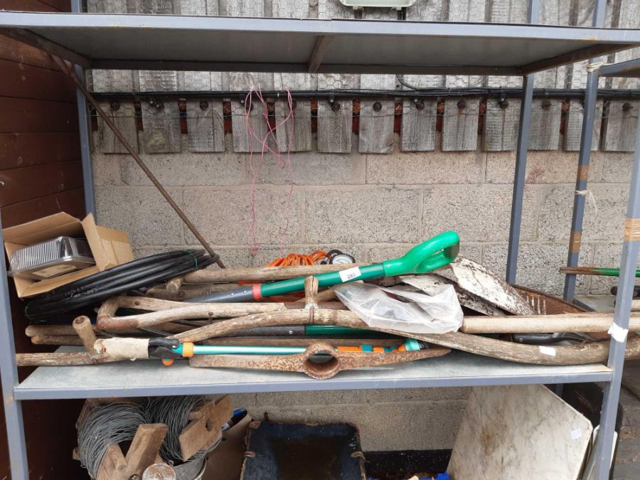 Shelf of tools, shovels etc - Image 2 of 2