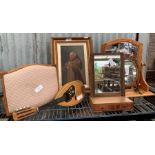 Small veneered dressing table mirror together with