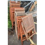 10 various wooden garden chairs together with 2 sm