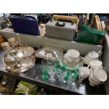 Small quantity of silver plated items, cut glass b