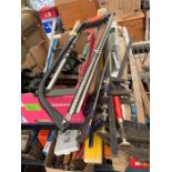 Various saws, vices, clamps & other items