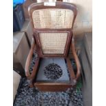 Mahogany & cane commode chair