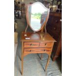 Small mahogany dressing chest with attached shield