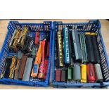 2 trays of toy train items some Hornby