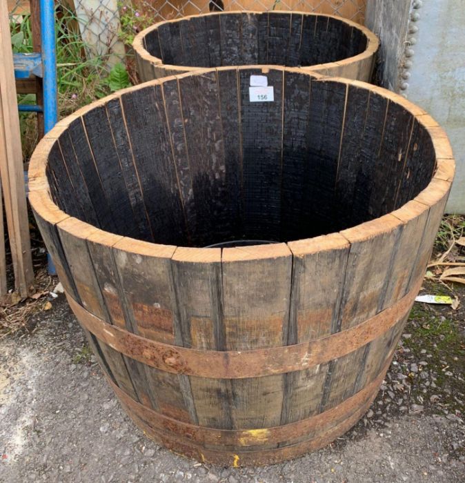 Pair of wooden half barrells