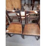 Pair of 19th Century stained oak dining chairs tog