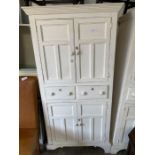 Modern white painted pine cupboard, 2 drawers to t