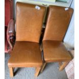 Pair of brown leatherette upholstered dining chair