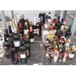 Large quantity of various port, wine & spirits to