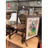 19th Century stained oak hall chair with ornately