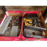 2 boxes of assorted spanners, hand drill & other t