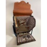 Leather/wicker picnic basket & pair of Art Deco st