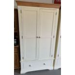 Cream wardrobe with 2 doors & drawer to the base