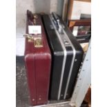 Maroon leatherette briefcase & another briefcase