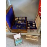 Boxed cutlery including canteen & silver plate ite