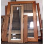 Large rectangular pine framed mirror together with