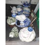 Small quantity of green Wedgwood Jasperware togeth