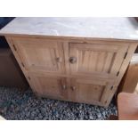 Modern pine 4 door cabinet with fixed shelves