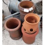 Terracotta chimney planter together with 2 smaller