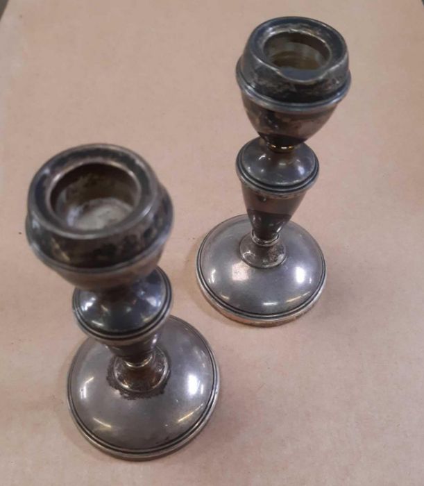 Silver candlesticks, old jewellery/watch boxes etc - Image 2 of 2