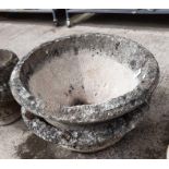 Pair of large round reconstituted stone garden pla