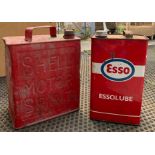 Vintage ESSO Essolube tin together with a SHELL m