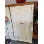 Cream wardrobe with 2 doors & drawer to the base