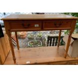 Modern stained pine 2 drawer console table togethe