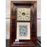 Veneered American wall clock with decorative flora