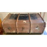 Vintage wood bound steamer trunk