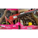 Hilka 40" farm jack together with 2 boxes of assor