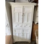 Modern white painted pine cupboard, 2 drawers to t