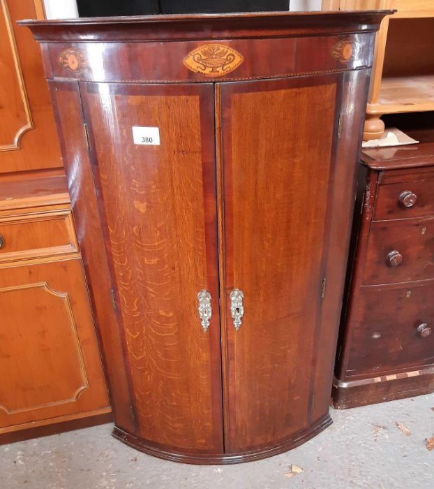 19th Century mahogany veneered corner cupboard