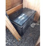 Large black painted metal trunk together with vari