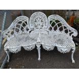 Modern aluminium white painted garden bench in a V