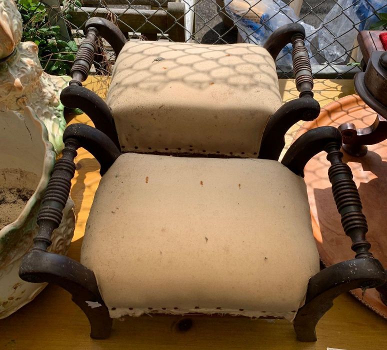 Pair of Victorian footstools together with a ceram - Image 2 of 5