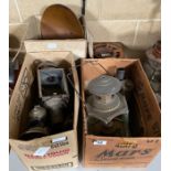 Assorted lamps including acetylene bike lamps