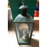 A pendant hall/entrance lantern with brass suspens